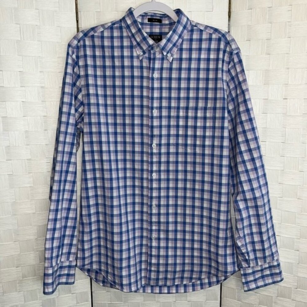 J Crew Mens Slim Flex Washed Button Down Shirt Size Medium Easter Pastel Classic